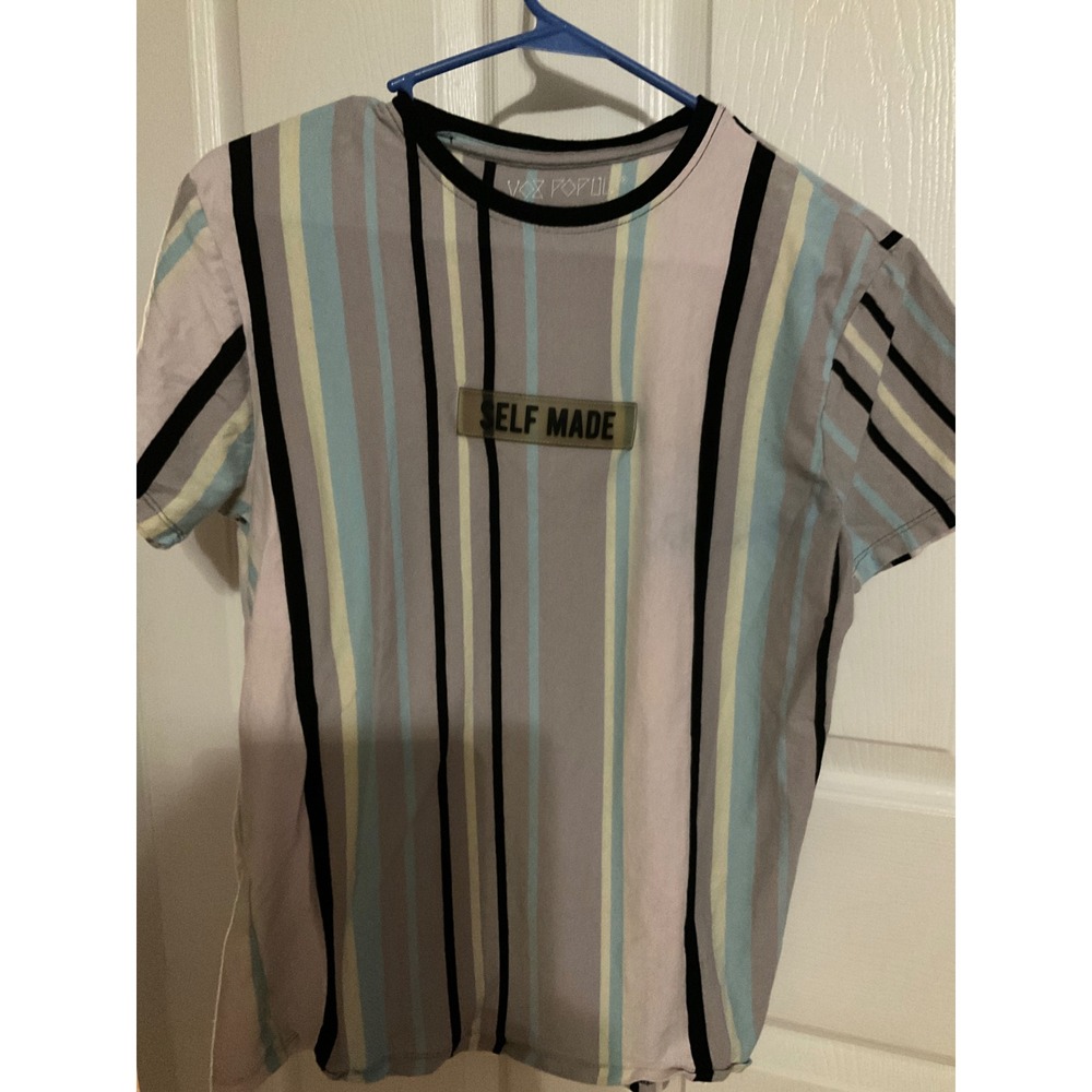 Vox Populi For The People Mens Small Self Made Striped T-Shirt Multicolor Tee